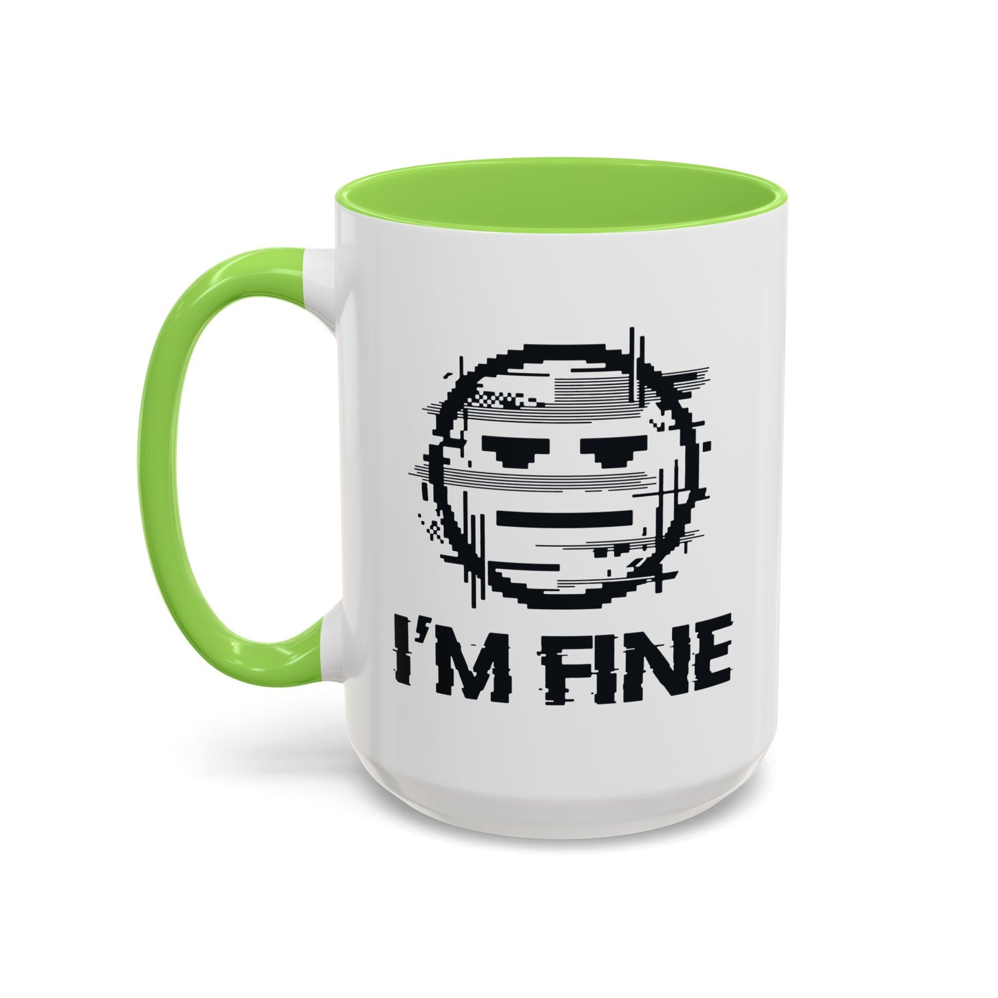 I’m Fine Glitched Smiley - Color Accent Mug