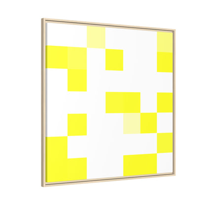 Yellow Pixel Grid - Framed Canvas