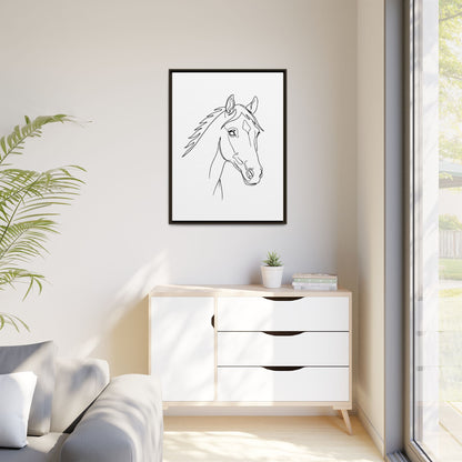 Horse Portrait Sketch - Framed Canvas