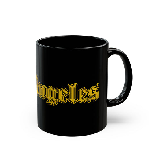 Los Angeles Black Mug - Bold Design, Coffee Lover Gift, Tea Cup, Birthday Present, Urban Home Decor - Golden Edition