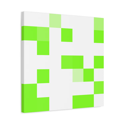 Lime Green Pixel Grid - Canvas