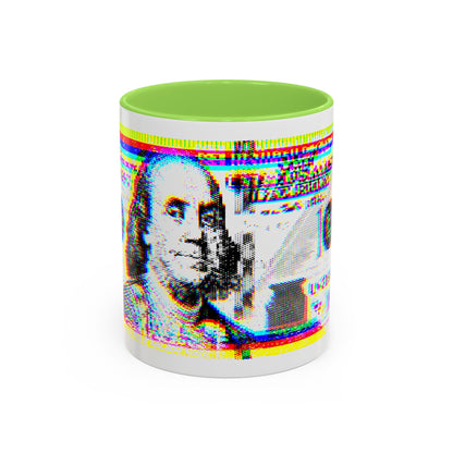 100 Dollars Bill - Neon Color Explosion - Color Accent Mug