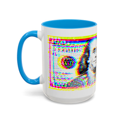 100 Dollars Bill - Neon Color Explosion - Color Accent Mug