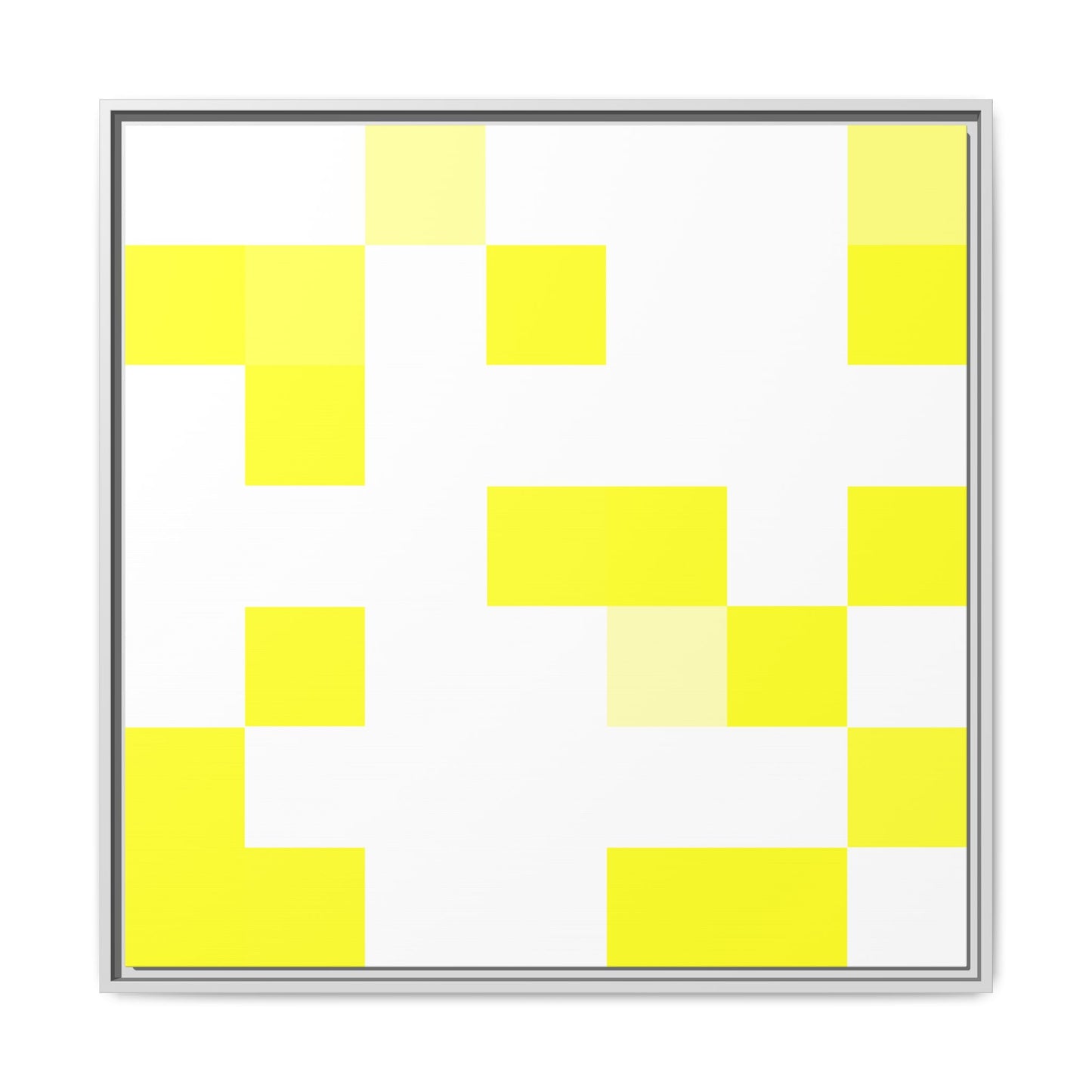 Yellow Pixel Grid - Framed Canvas
