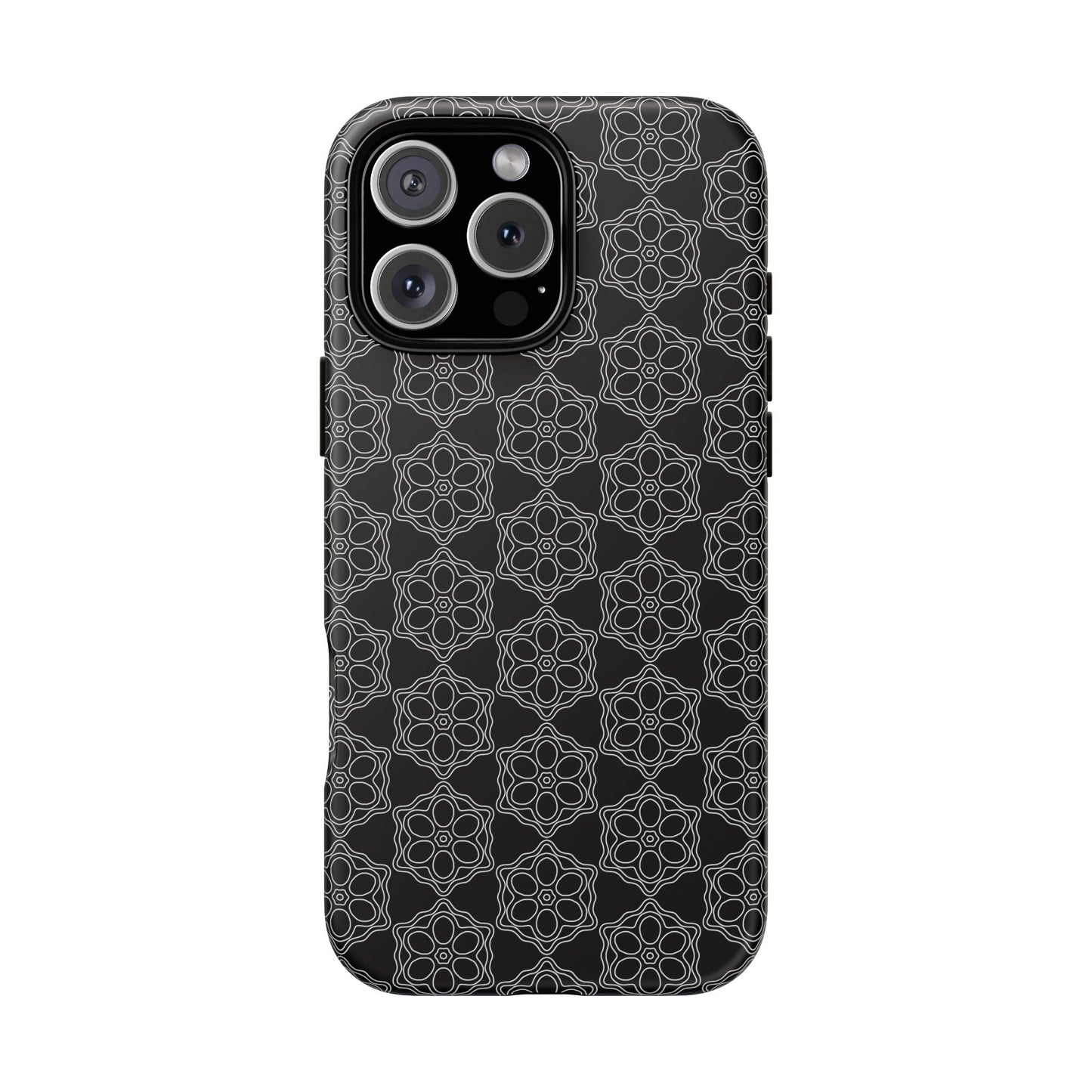 Geometric Pattern Phone Case, Dark Floral Case for Tough Protection, Stylish Smartphone Accessory, Gift for Tech Lovers, Trendy Mobile Cover