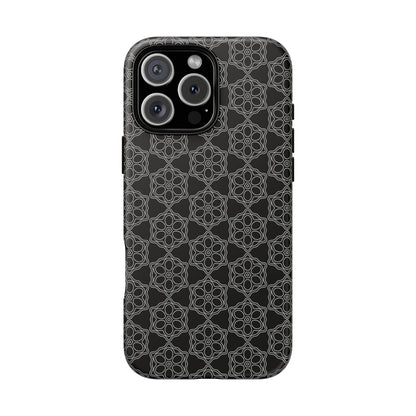Geometric Pattern Phone Case, Dark Floral Case for Tough Protection, Stylish Smartphone Accessory, Gift for Tech Lovers, Trendy Mobile Cover