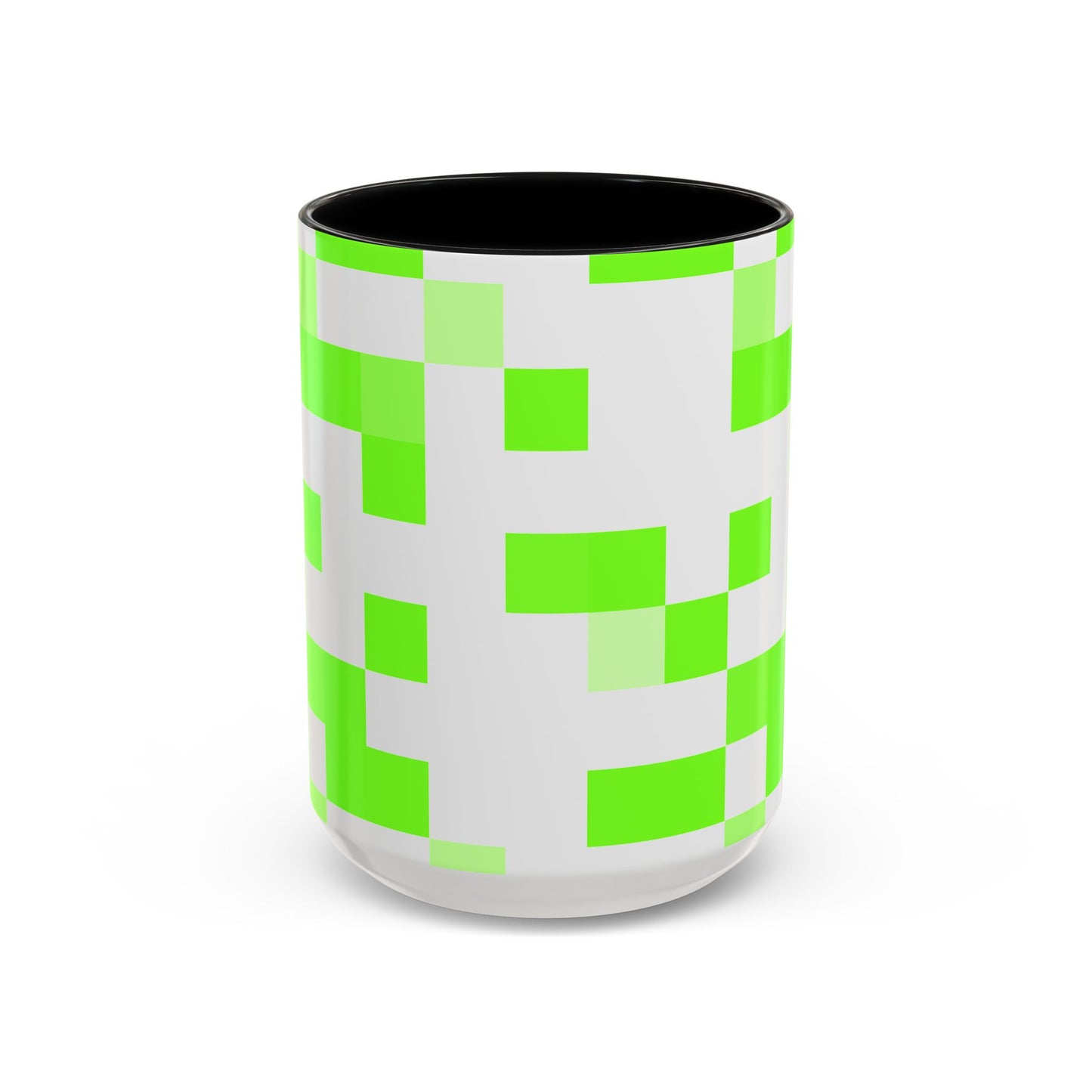Lime Green Pixel Grid - Color Accent Mug