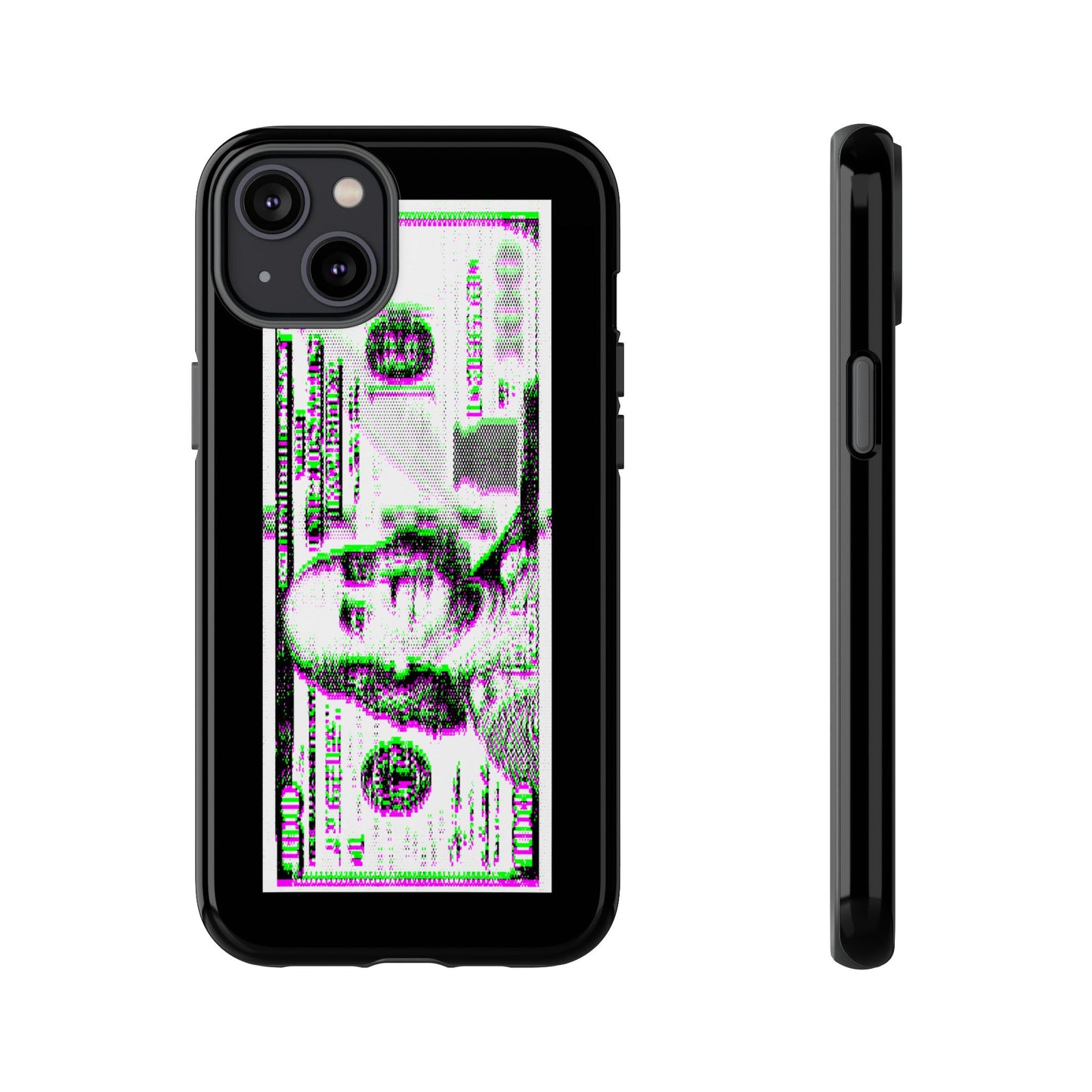 100 Dollars Bill - Green/Magenta Glitch - Phone Case