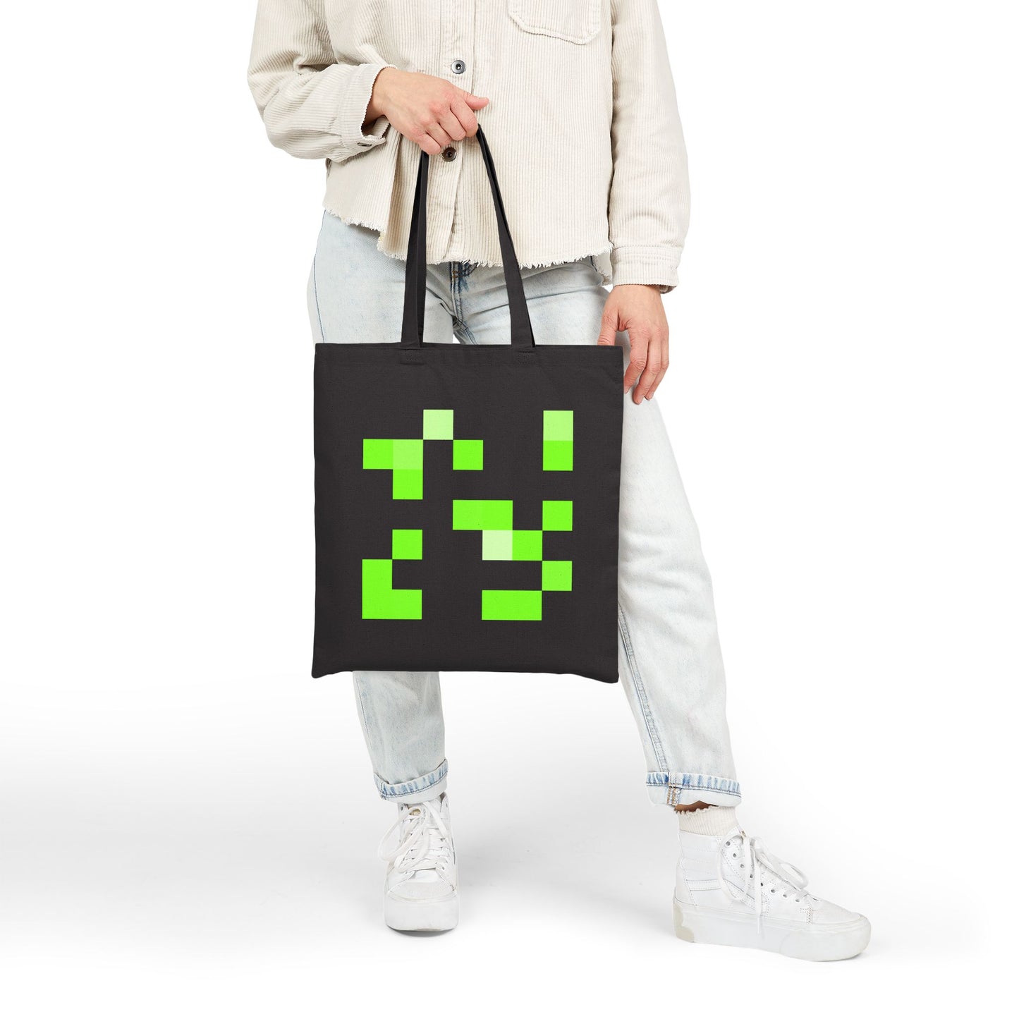 Lime Green Pixel Grid - Tote Bag
