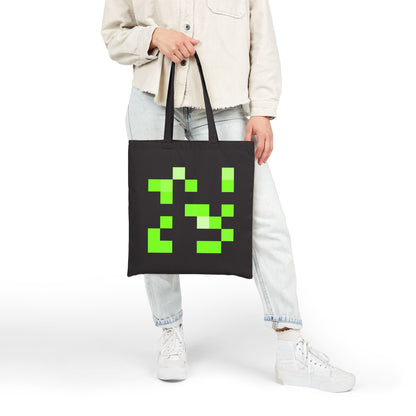 Lime Green Pixel Grid - Tote Bag