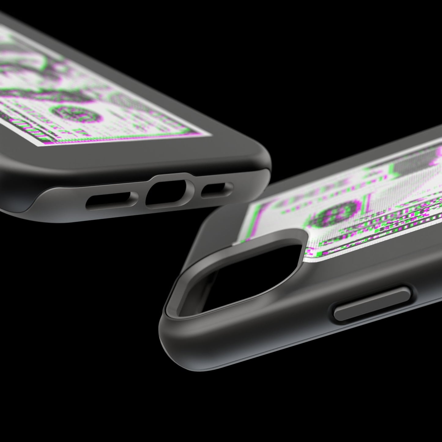 100 Dollars Bill - Green/Magenta Glitch - Magnetic Phone Case
