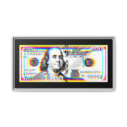 100 Dollars Bill - Neon Color Explosion - Framed Canvas