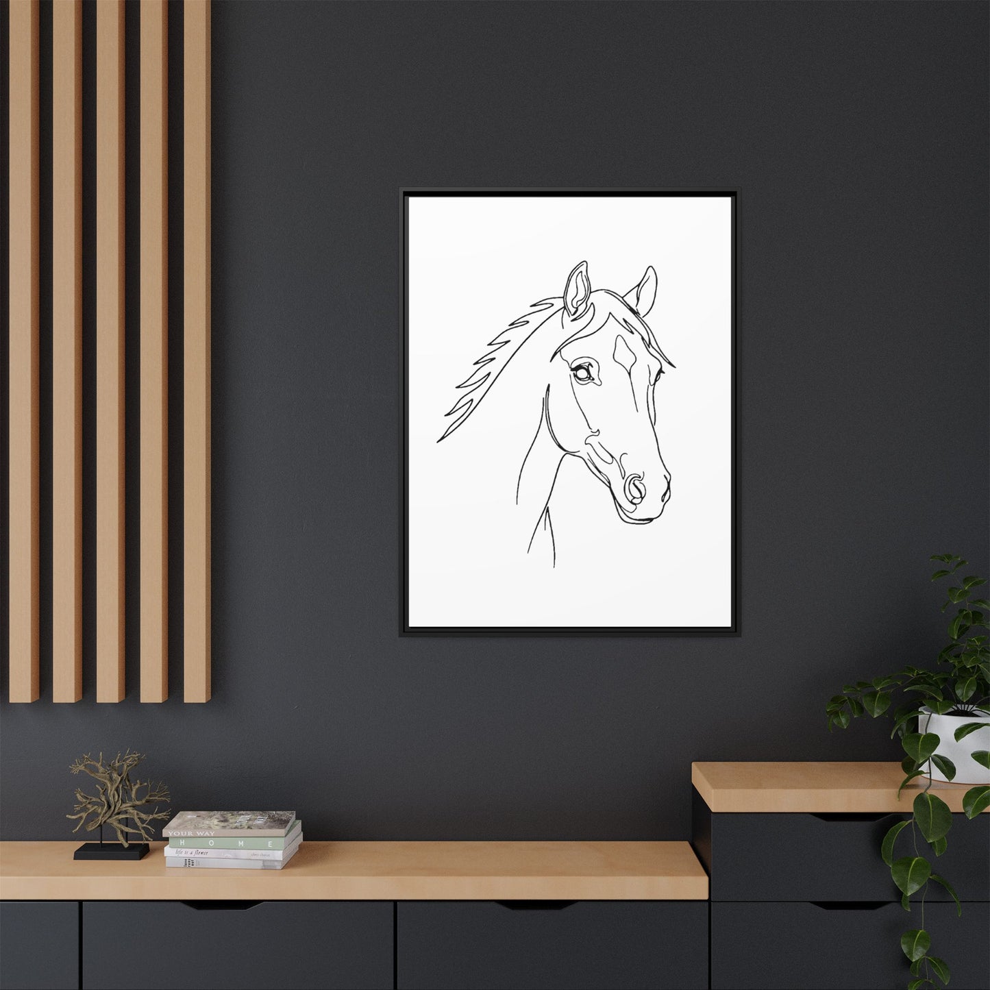 Horse Portrait Sketch - Framed Canvas