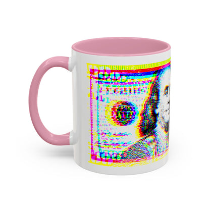 100 Dollars Bill - Neon Color Explosion - Color Accent Mug