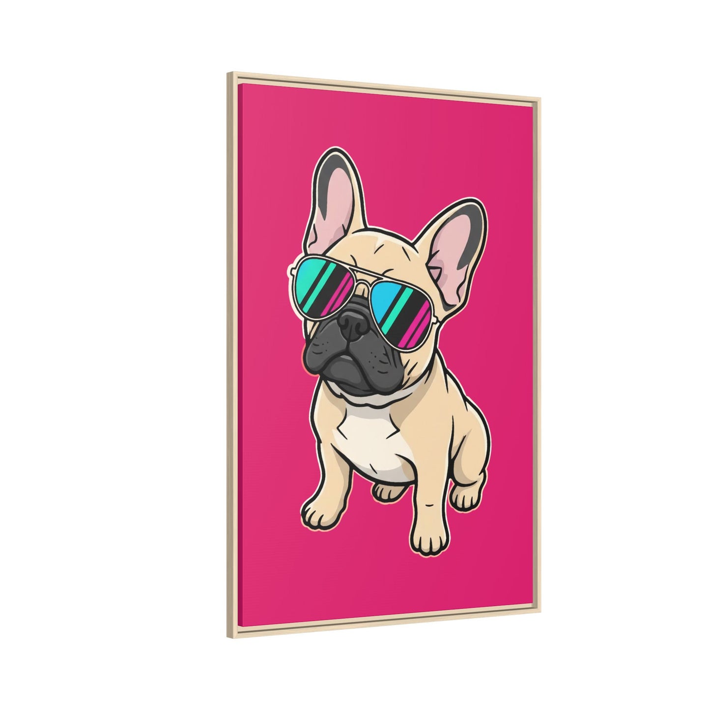 French Bulldog with Sunglasses - Framed Canvas