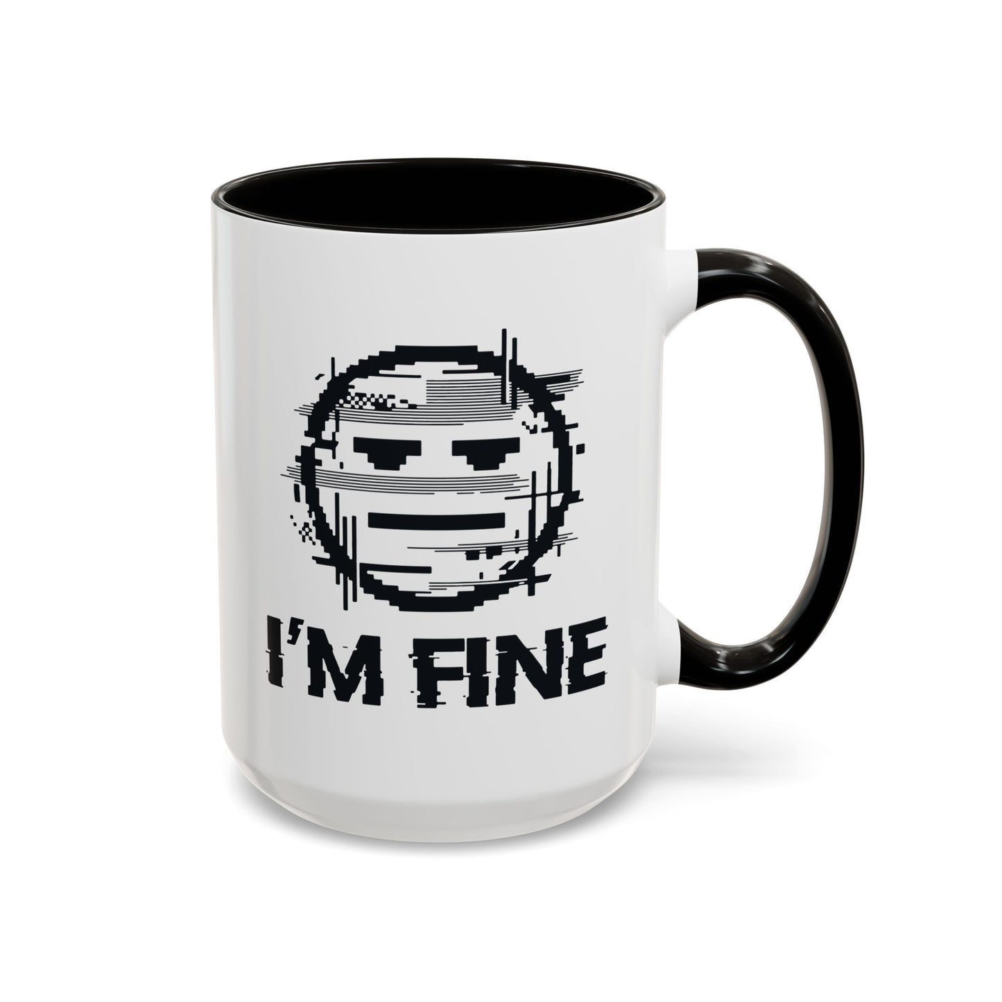 I’m Fine Glitched Smiley - Color Accent Mug