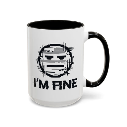 I’m Fine Glitched Smiley - Color Accent Mug