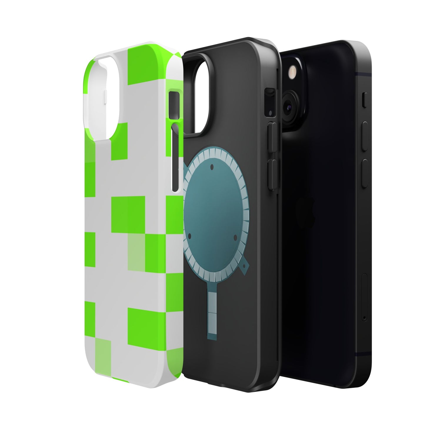 Lime Green Pixel Grid - Magnetic Phone Case