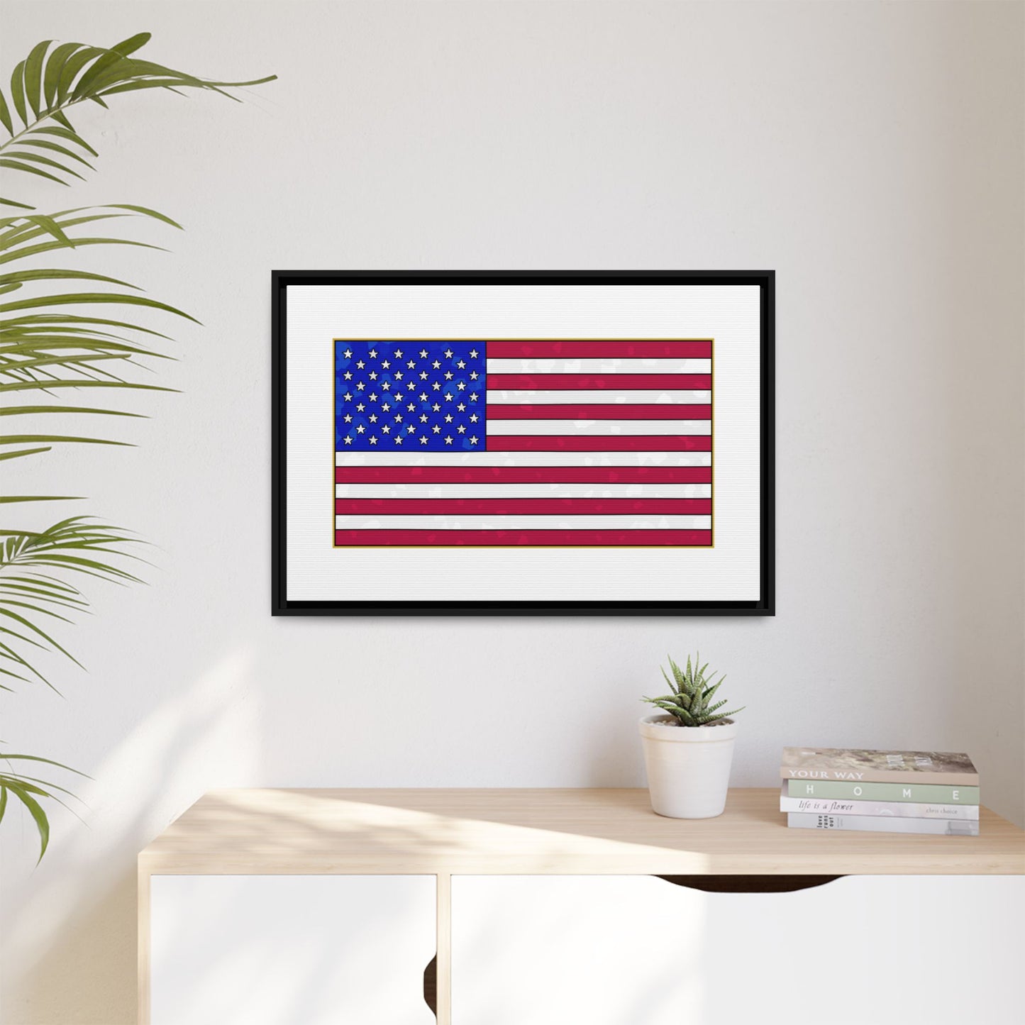 New Glory American Flag (Gold Edge Edition) - Framed Canvas