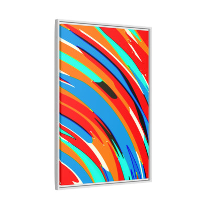 Abstract Rainbow Swirl Arc - Framed Canvas