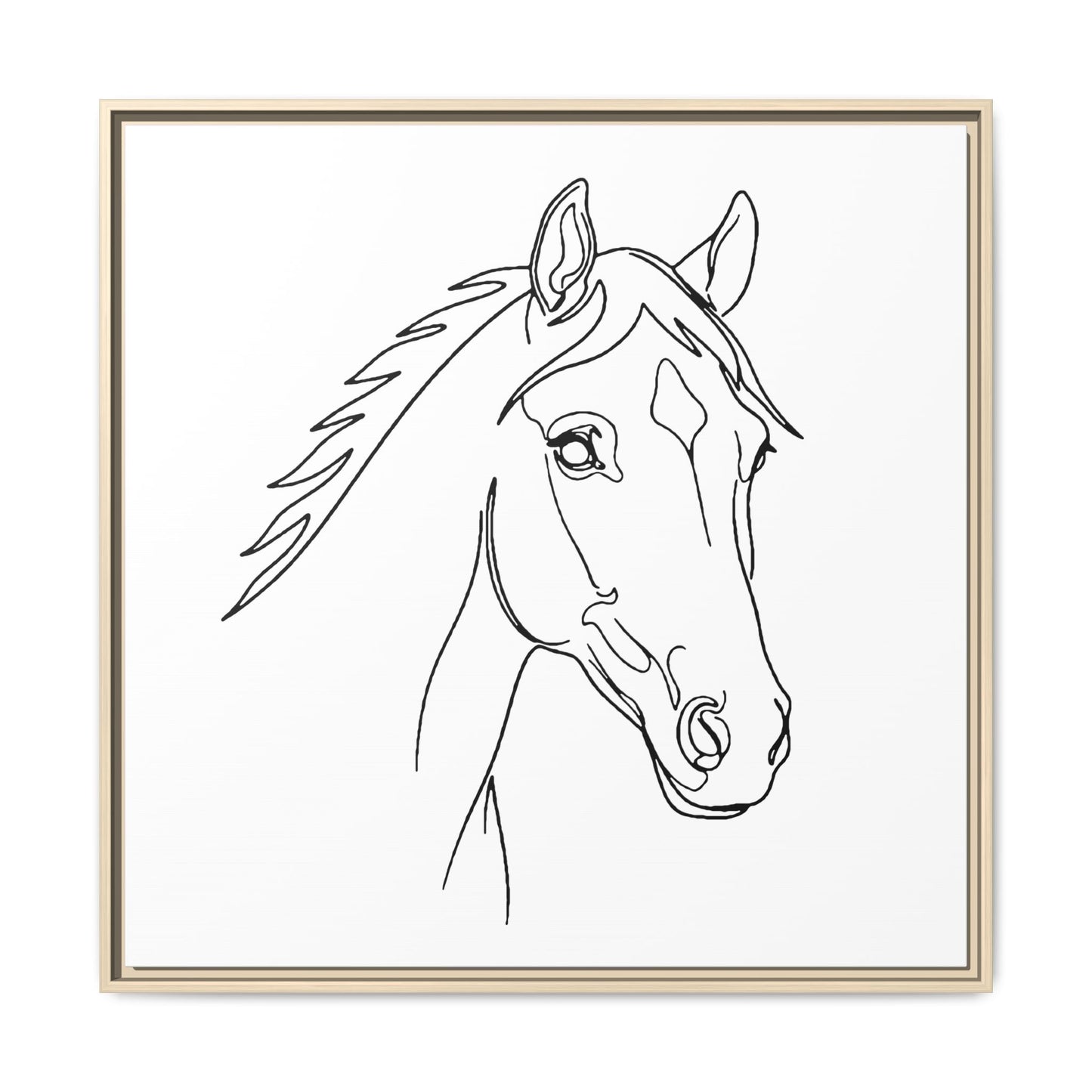 Horse Portrait Sketch - Framed Canvas