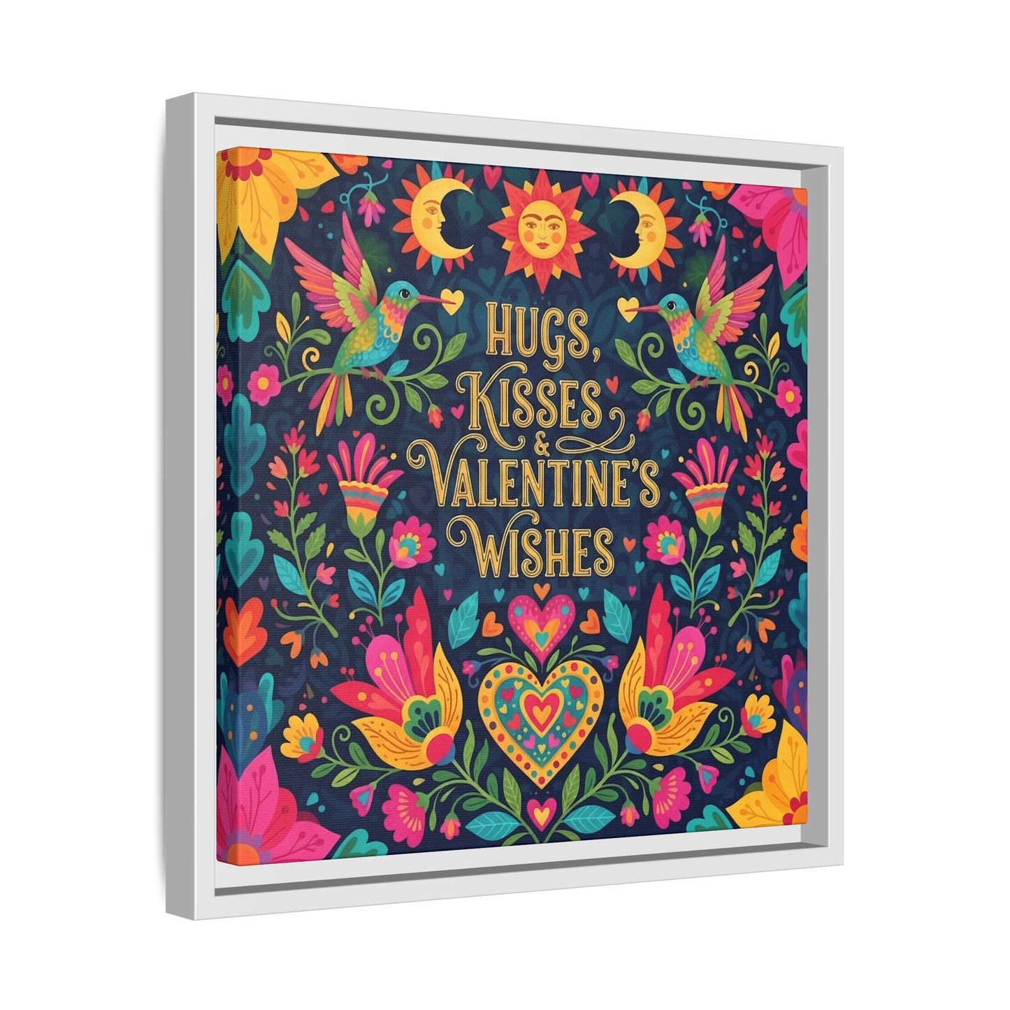 Hugs, Kisses & Valentine’s Wishes - Framed Canvas