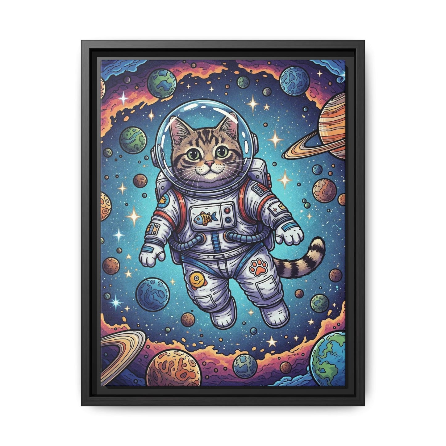 Astronaut Cat - Framed Canvas