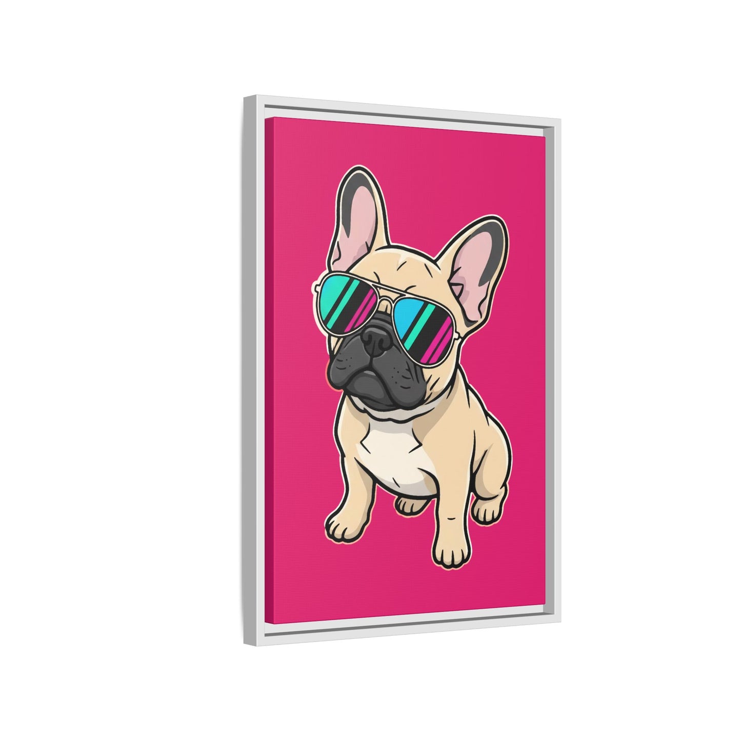 French Bulldog with Sunglasses - Framed Canvas