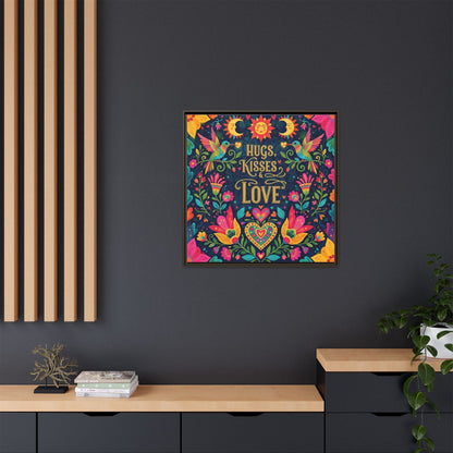 Hugs, Kisses & Love - Framed Canvas