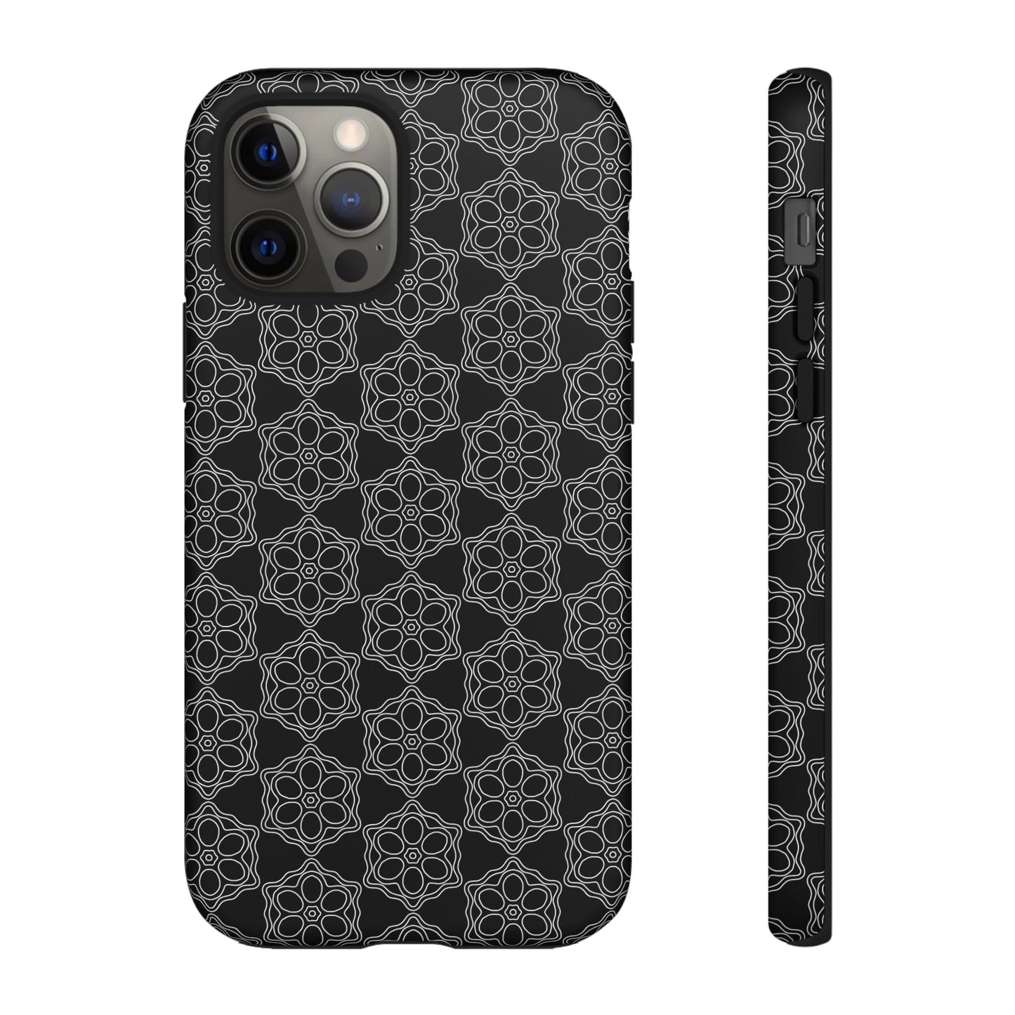 Geometric Pattern Phone Case, Dark Floral Case for Tough Protection, Stylish Smartphone Accessory, Gift for Tech Lovers, Trendy Mobile Cover
