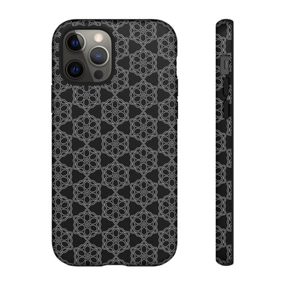 Geometric Pattern Phone Case, Dark Floral Case for Tough Protection, Stylish Smartphone Accessory, Gift for Tech Lovers, Trendy Mobile Cover