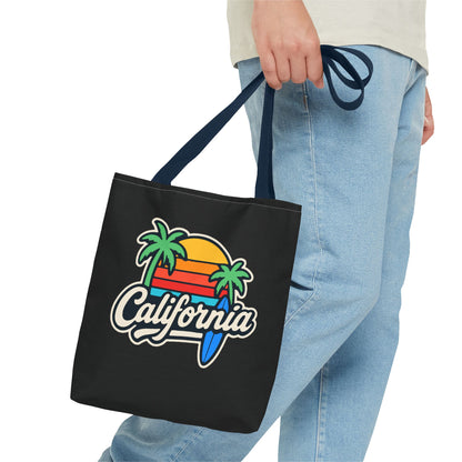 California Retro Tote Bag - Beach Vibes, Summer Accessory, Travel Bag, Gift for Friends, Eco-Friendly Shopping