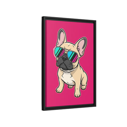 French Bulldog with Sunglasses - Framed Canvas