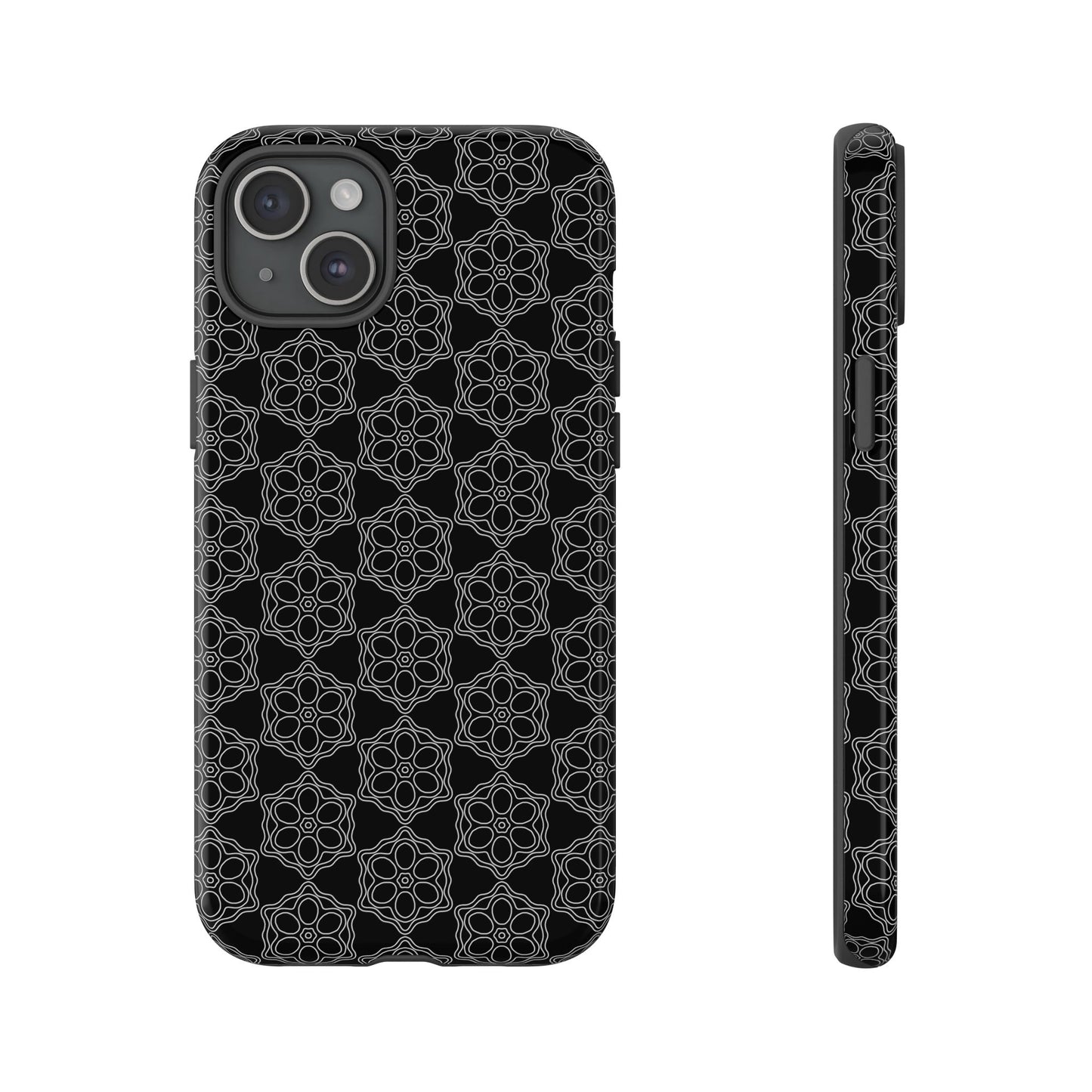 Geometric Pattern Phone Case, Dark Floral Case for Tough Protection, Stylish Smartphone Accessory, Gift for Tech Lovers, Trendy Mobile Cover