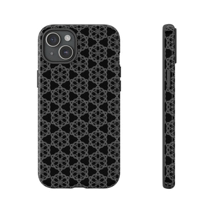 Geometric Pattern Phone Case, Dark Floral Case for Tough Protection, Stylish Smartphone Accessory, Gift for Tech Lovers, Trendy Mobile Cover