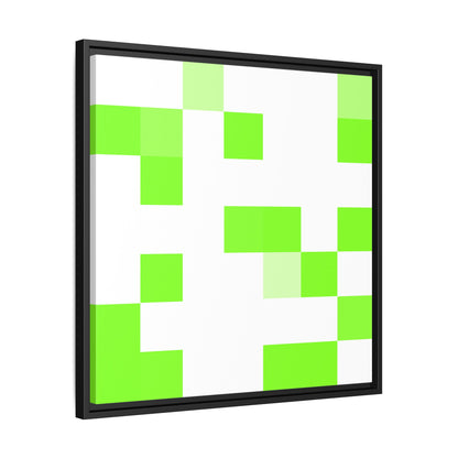 Lime Green Pixel Grid - Framed Canvas