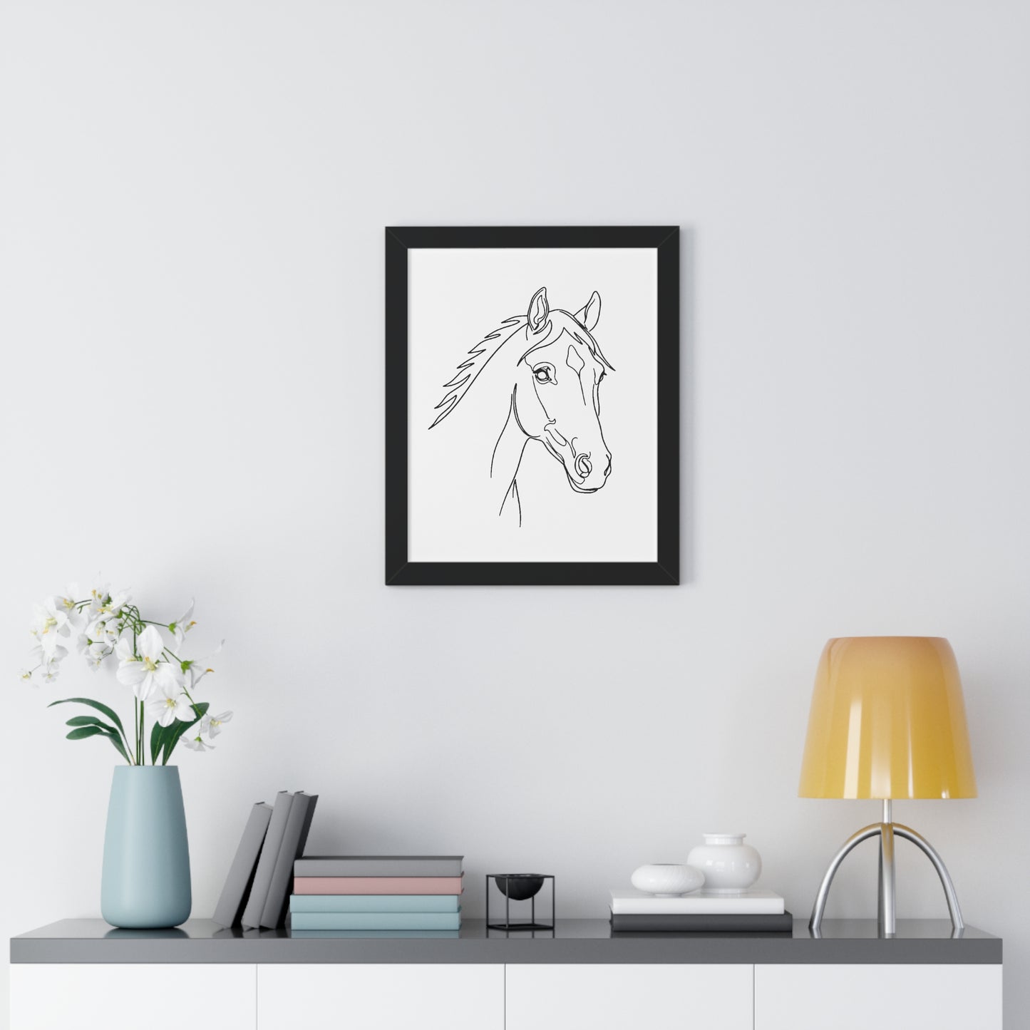 Horse Portrait Sketch - Framed Poster