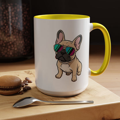 French Bulldog with Sunglasses - Color Accent Mug