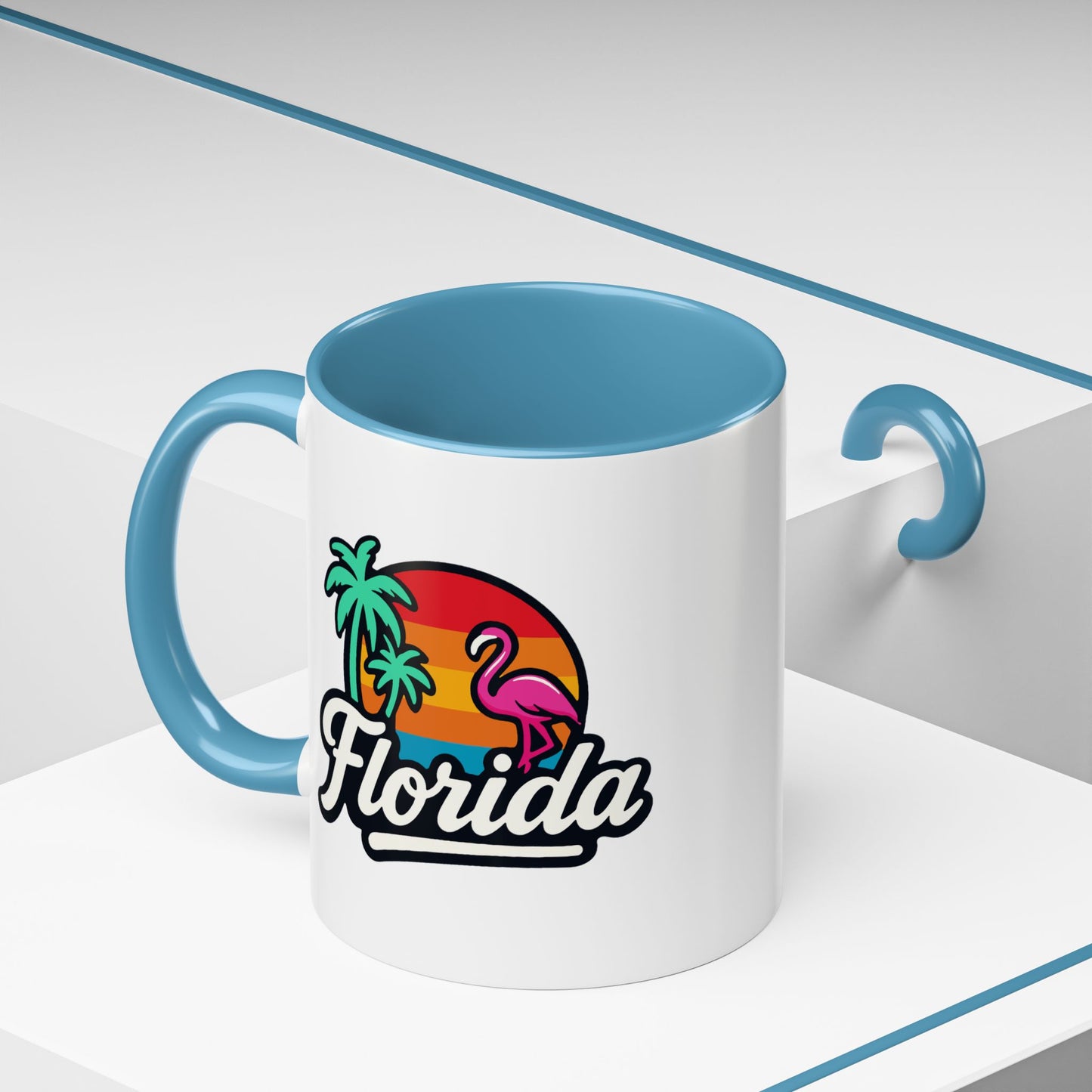 Florida Sunset Palm - Color Accent Mug