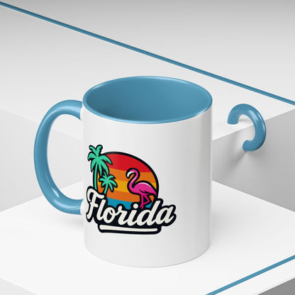 Florida Sunset Palm - Color Accent Mug