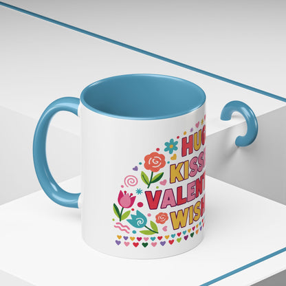 Hugs, Kisses & Valentine’s Wishes - Color Accent Mug