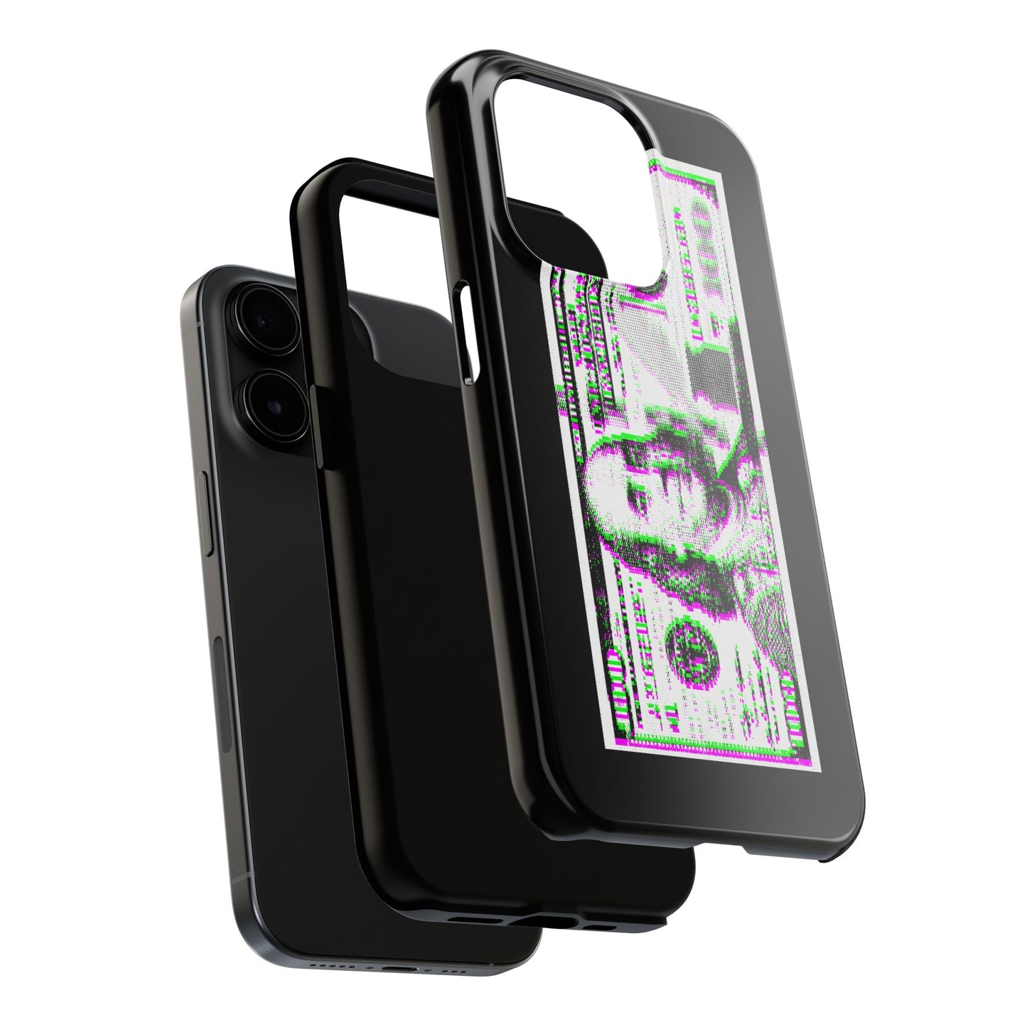 100 Dollars Bill - Green/Magenta Glitch - Phone Case