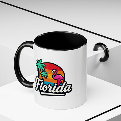 Florida Sunset Palm - Color Accent Mug