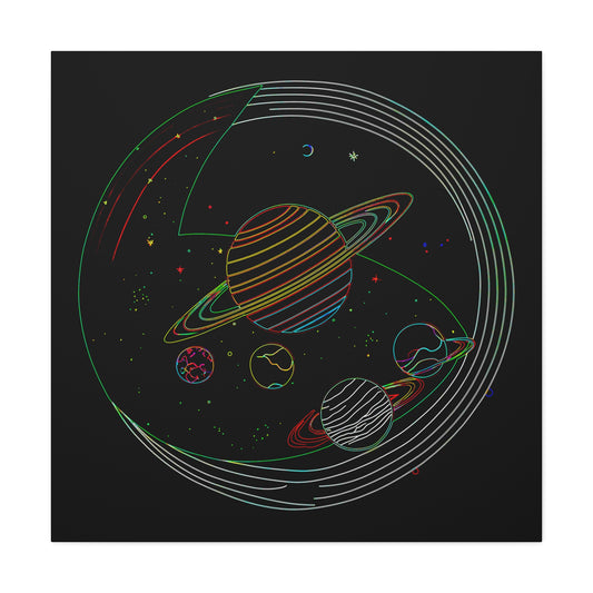 Colorful Planetary Art Canvas Print, Space Decor, Modern Wall Art, Gift for Astronomers, Astronomy Lover's Wall Art
