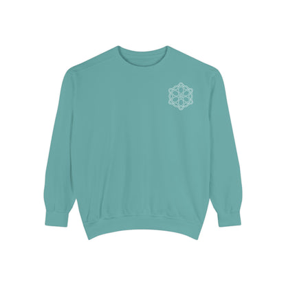 Garment-Dyed Sweatshirt with Elegant Floral Design, Cozy Unisex Sweater, Fashionable Casual Wear, Gift for Her, Perfect for Spring Style
