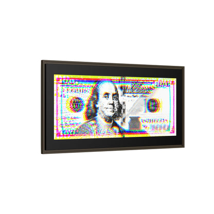 100 Dollars Bill - Neon Color Explosion - Framed Canvas