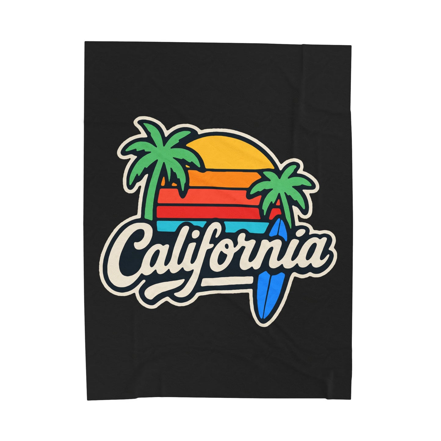 California Sunset Velveteen Plush Blanket, Cozy Beach Vibes, Soft Gift for Surfers, Home Decor, Travel, Camping