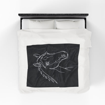 Horse Portrait Sketch - Plush Blanket