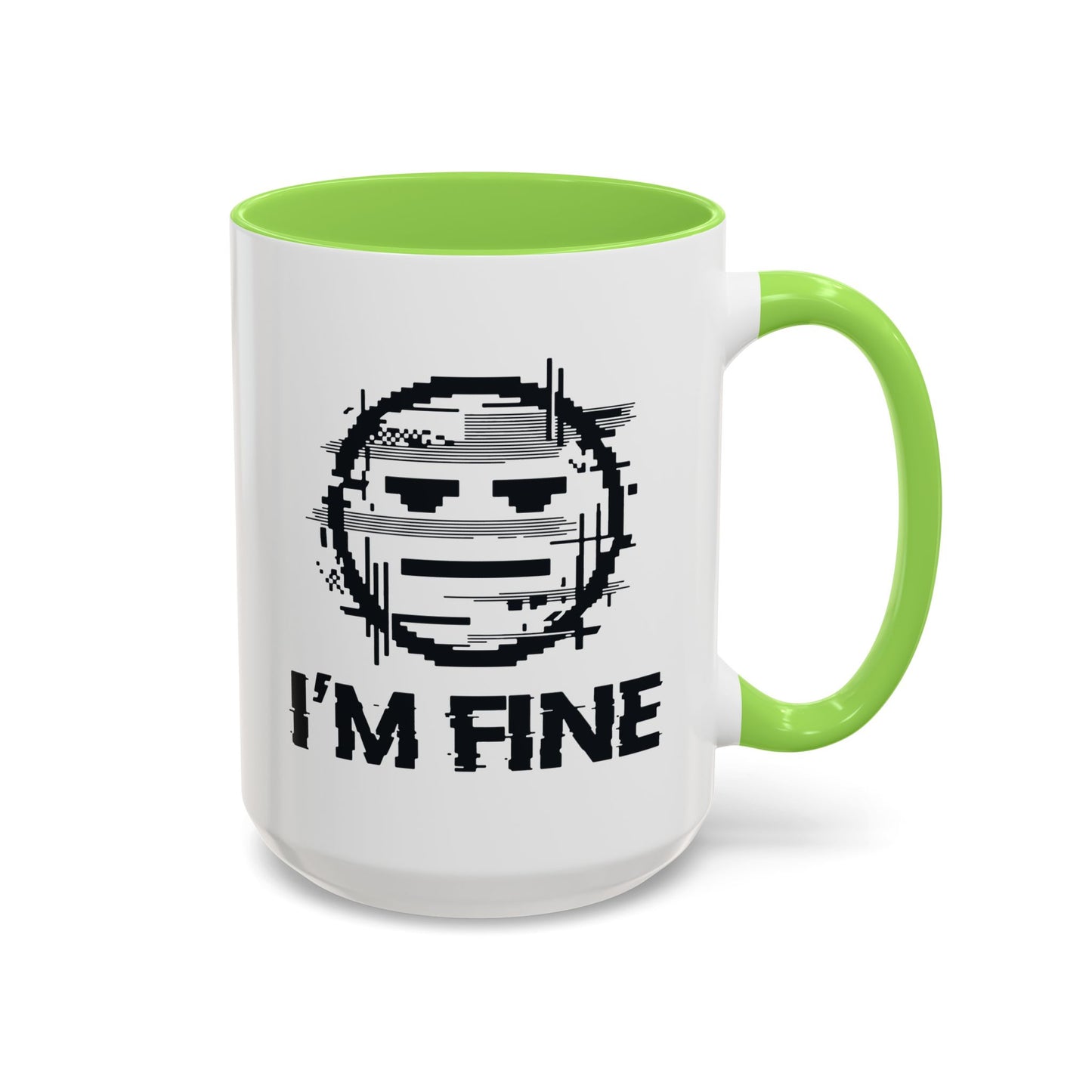 I’m Fine Glitched Smiley - Color Accent Mug