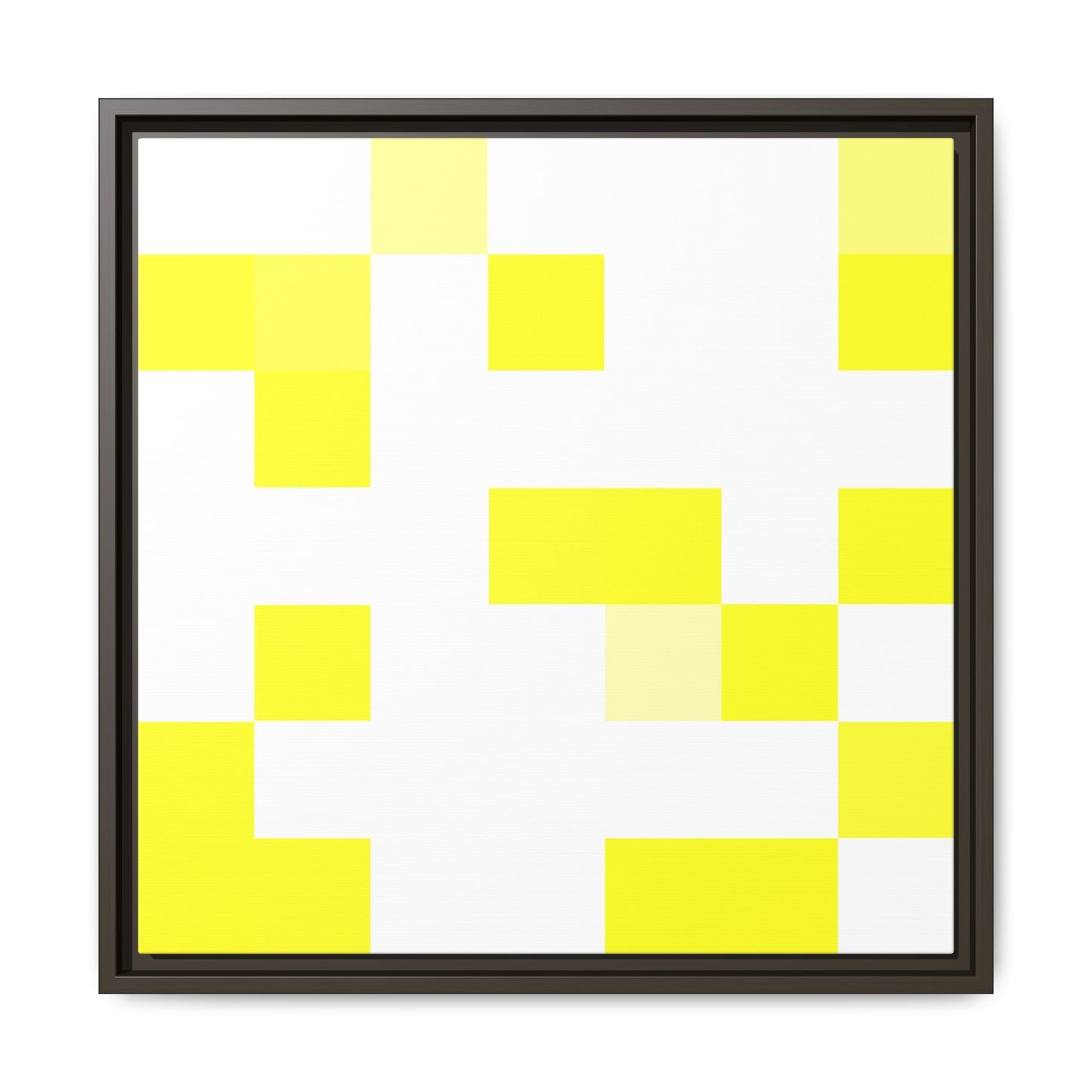 Yellow Pixel Grid - Framed Canvas